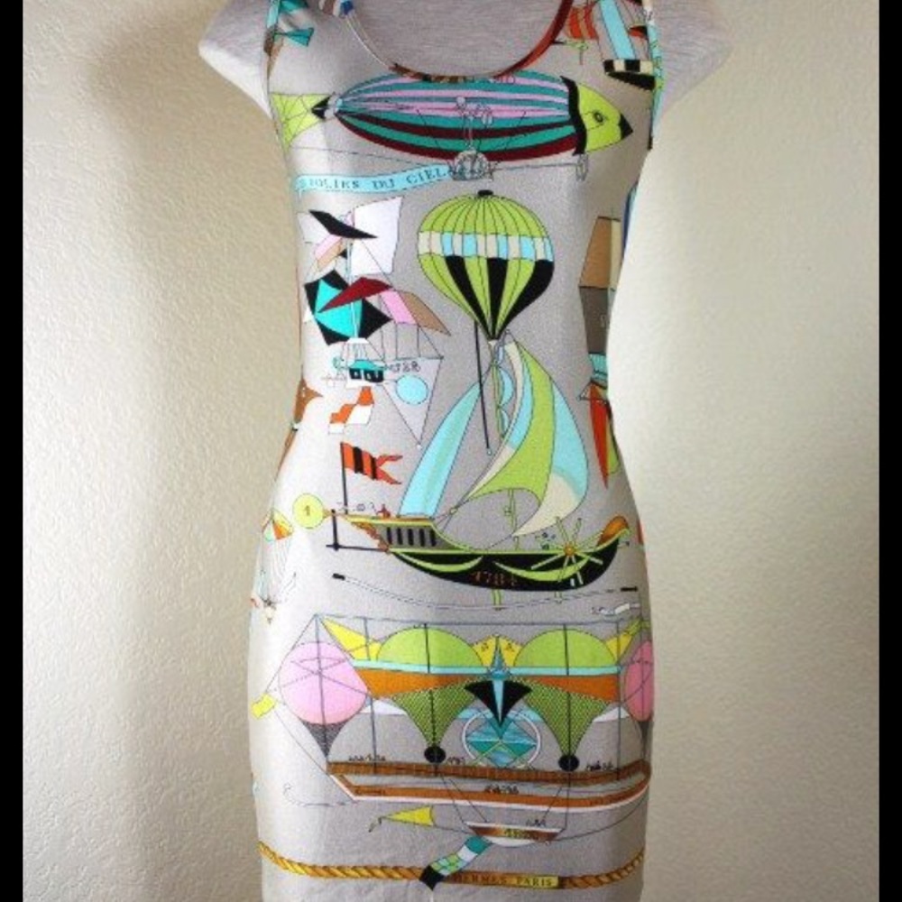 Hermes Vintage hot air balloon dress size 36